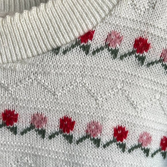 Cottagecore Knit Floral Print Sweater - Picture 8 of 10